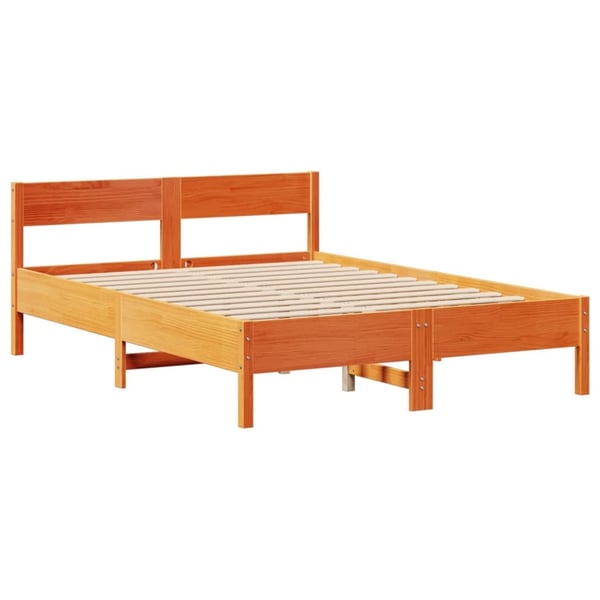 vidaXL Sengeramme uten madrass voksbrun 120x200 cm heltre furu
