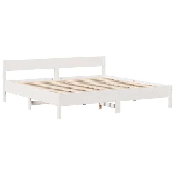 vidaXL sengeramme uden madras 200x200 cm massivt fyrretræ hvid