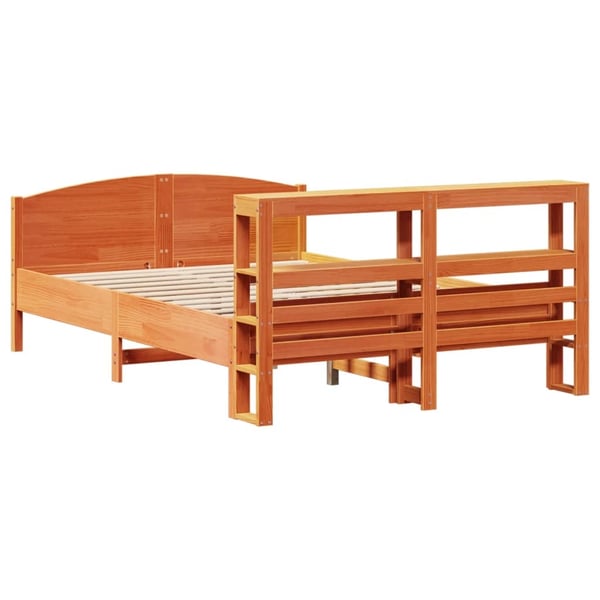 vidaXL Sengeramme uten madrass voksbrun 140x200 cm heltre furu