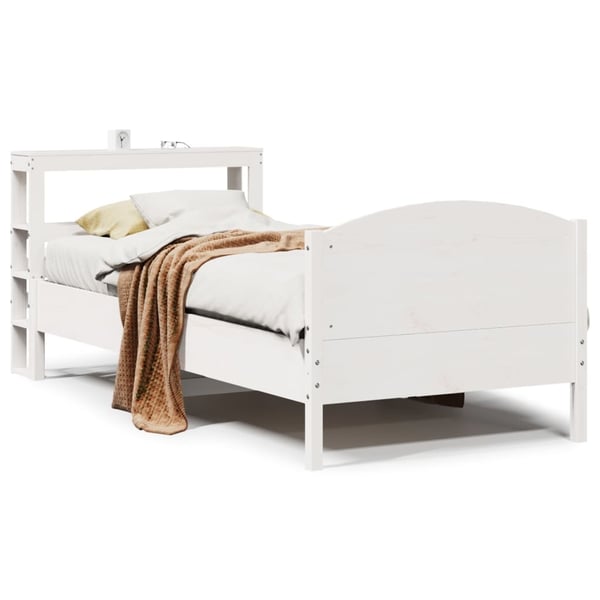 vidaXL sengeramme uden madras 75x190 cm massivt fyrretræ hvid