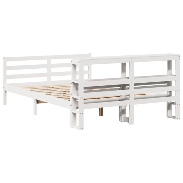 vidaXL Sengeramme med hodegavl hvit 150x200 cm heltre furu