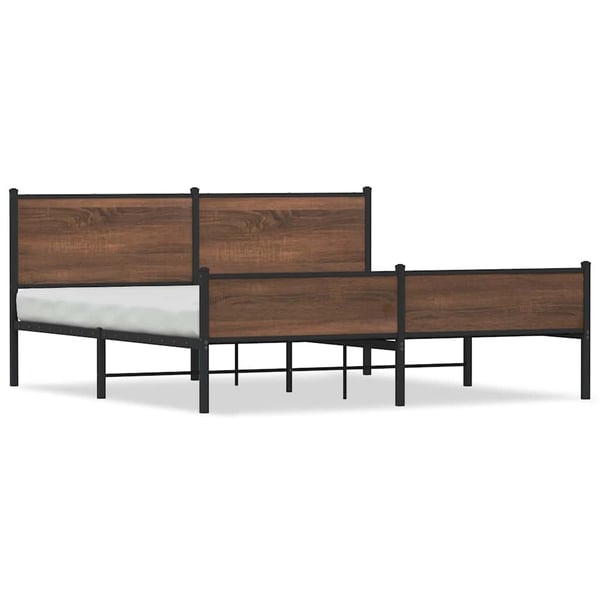 vidaXL Sengeramme i metall uten madrass brun eik 180x200 cm