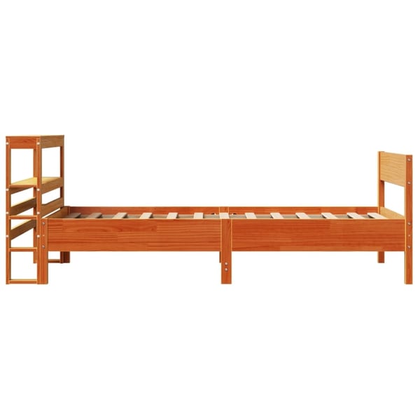 vidaXL sengeramme uden madras 75x190 cm massivt fyrretræ gyldenbrun