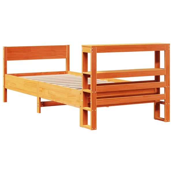 vidaXL sengeramme uden madras 75x190 cm massivt fyrretræ gyldenbrun