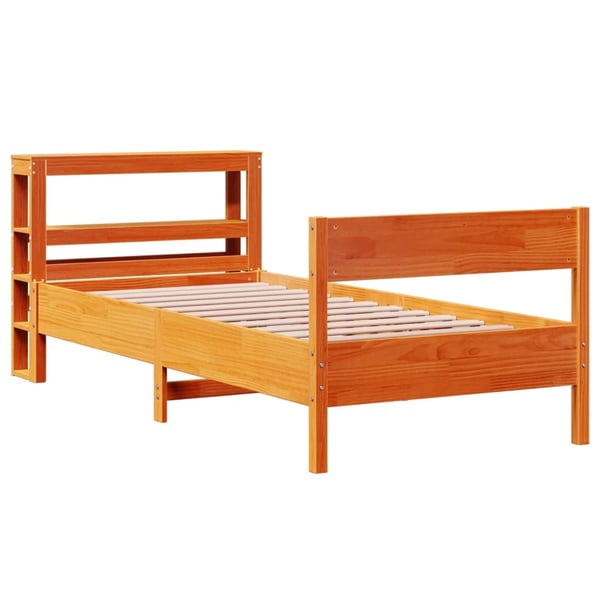 vidaXL sengeramme uden madras 75x190 cm massivt fyrretræ gyldenbrun