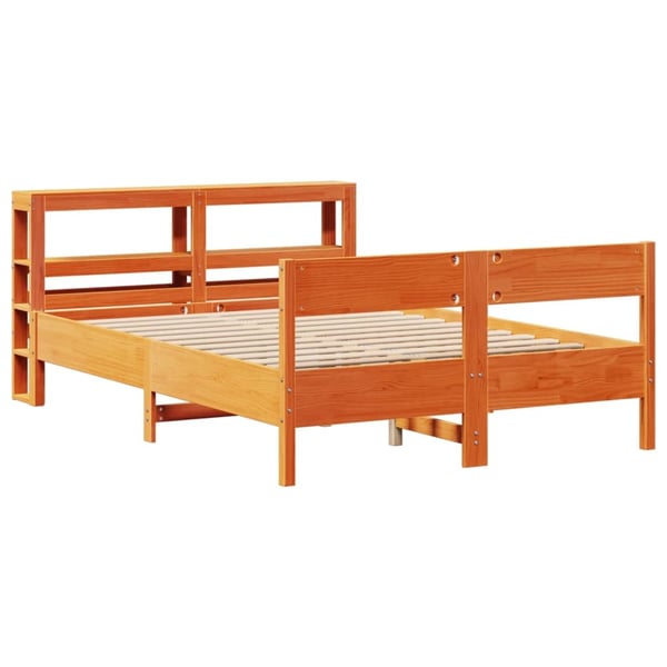 vidaXL Sengeramme uten madrass voksbrun 120x190 cm heltre furu