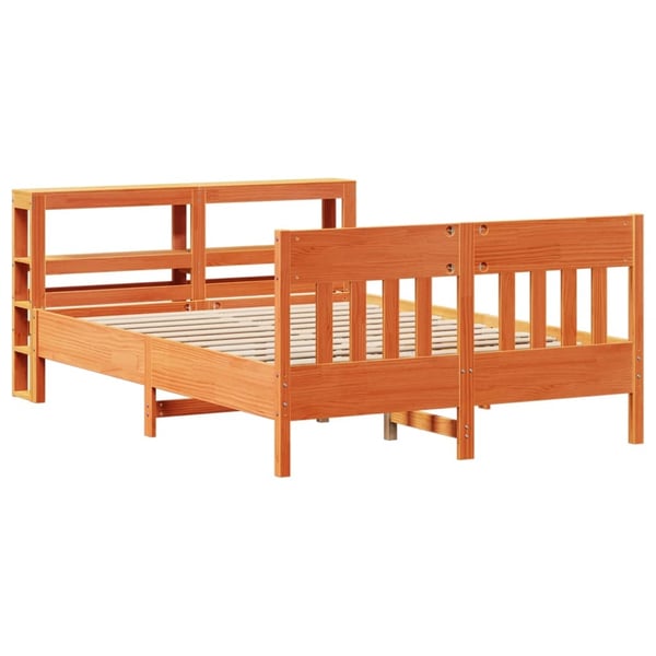 vidaXL Sengeramme uten madrass voksbrun 140x190 cm heltre furu