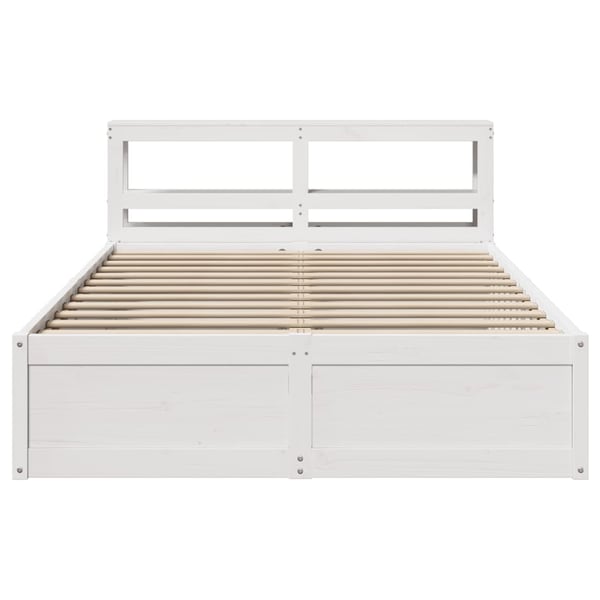 vidaXL Sengeramme med hodegavl hvit 140x190 cm heltre furu