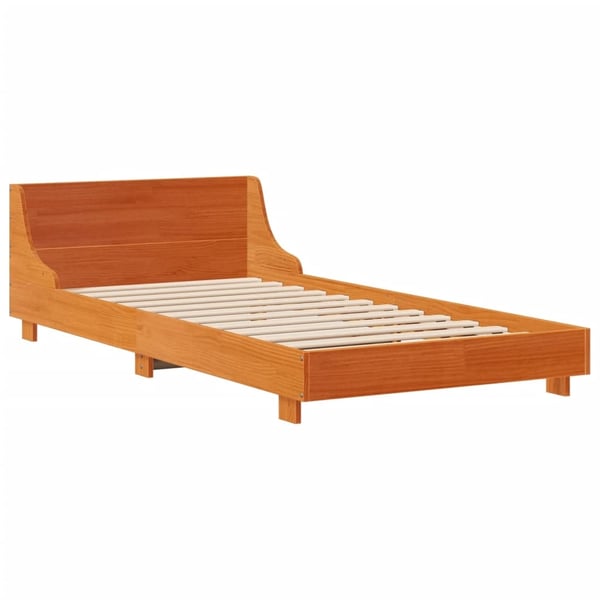 vidaXL Sengeramme uten madrass voksbrun 100x200 cm heltre furu