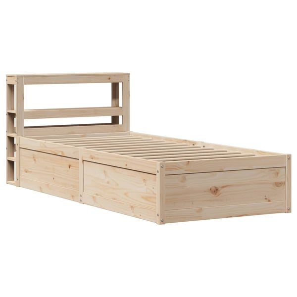 vidaXL Sängynrunko sängynpäädyllä 100x200 cm täysi mänty
