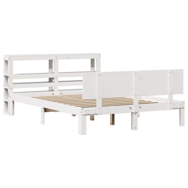 vidaXL Sengeramme med hodegavl hvit 120x200 cm heltre furu