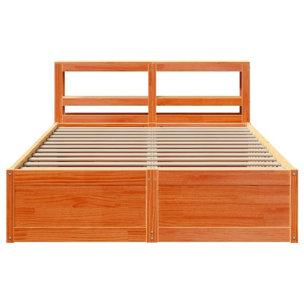 vidaXL Sengeramme med hodegavl voksbrun 140x200 cm heltre furu