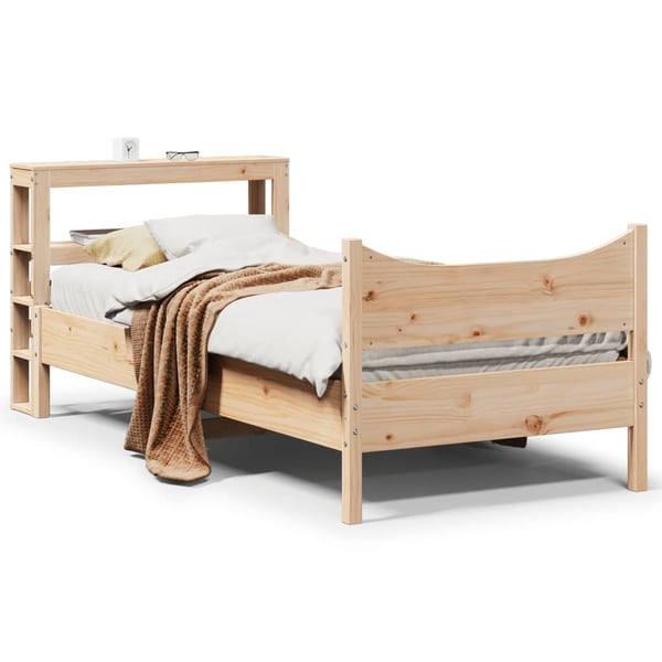 vidaXL sengeramme med sengegavl 75x190 cm massivt fyrretræ