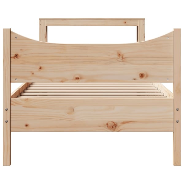 vidaXL sengeramme med sengegavl 75x190 cm massivt fyrretræ