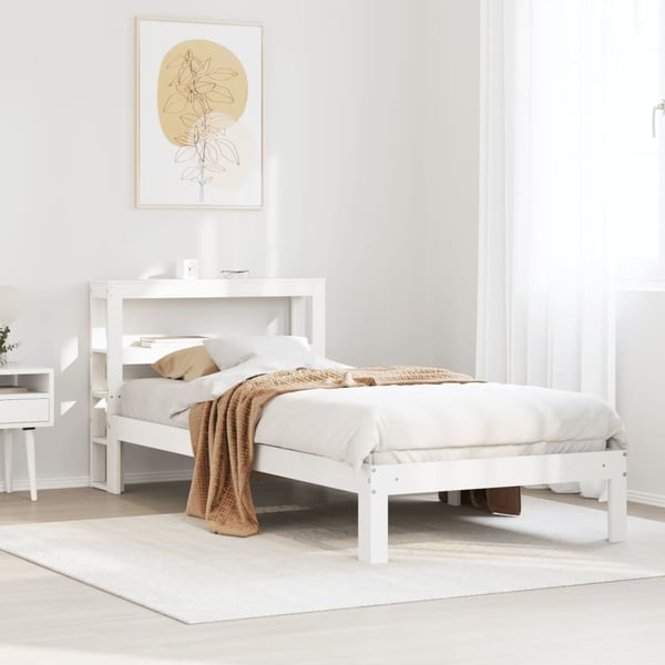 vidaXL Sengeramme med hovedgærde uden madras Hvid 90x200 cm