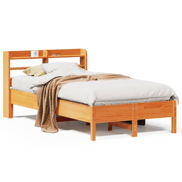 vidaXL Sengeramme uten madrass voksbrun 75x190 cm heltre furu