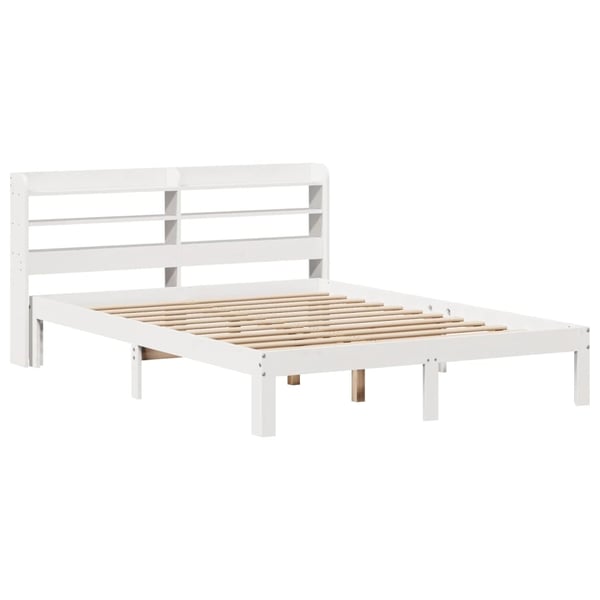 vidaXL Sengeramme med hodegavl hvit 140x190 cm heltre furu