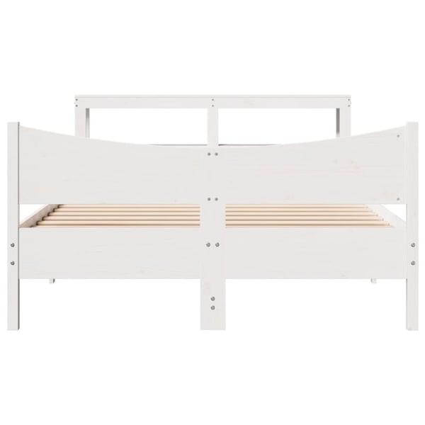 vidaXL Sengeramme med hodegavl hvit 150x200 cm heltre furu