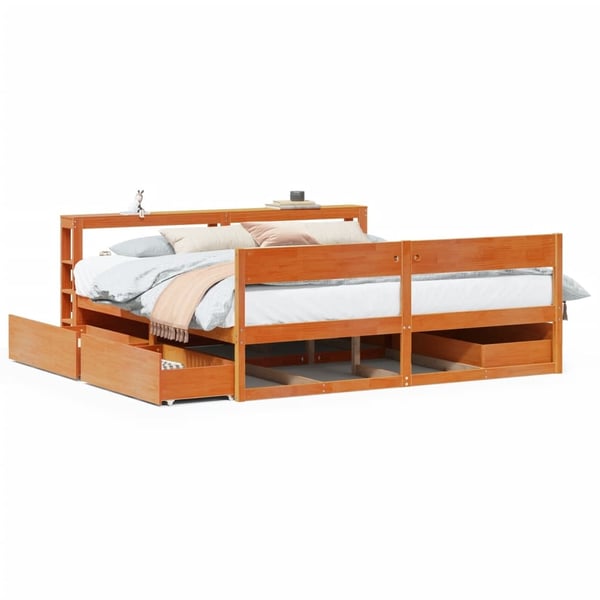 vidaXL sengeramme uden madras 180x200 cm massivt fyrretræ gyldenbrun