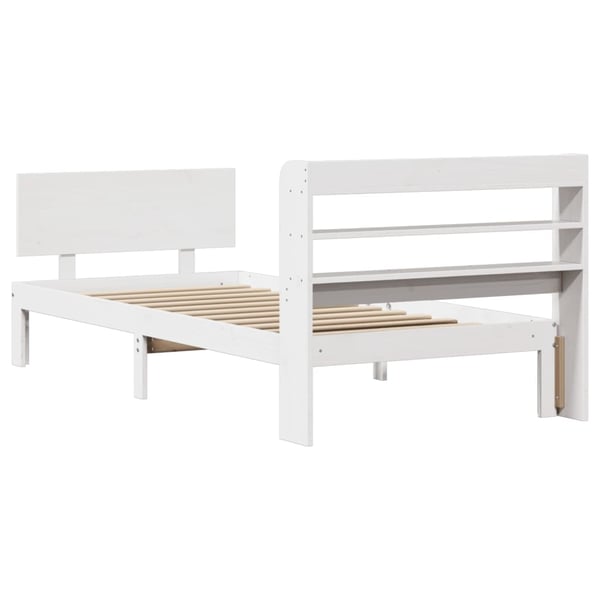 vidaXL Sengeramme med hodegavl hvit 100x200 cm heltre furu