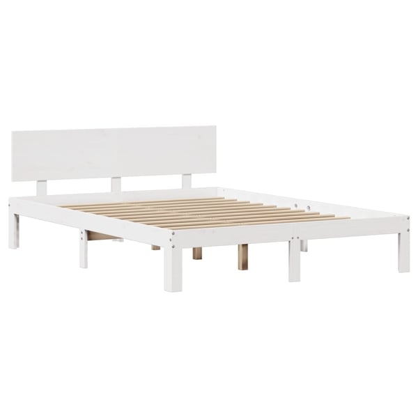 vidaXL Sengeramme med hodegavl hvit 140x200 cm heltre furu