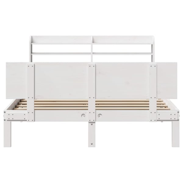 vidaXL Sengeramme med hodegavl hvit 140x200 cm heltre furu