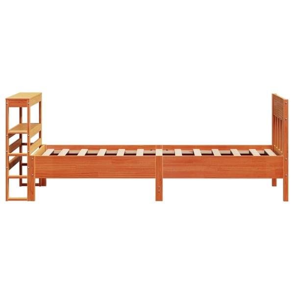 vidaXL Sengeramme uten madrass voksbrun 75x190 cm heltre furu