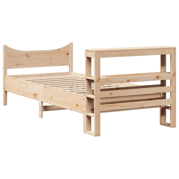 vidaXL sengeramme med sengegavl 90x200 cm massivt fyrretræ