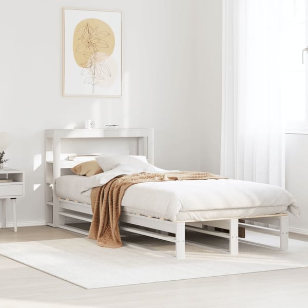 vidaXL sengeramme uden madras 75x190 cm massivt fyrretræ hvid