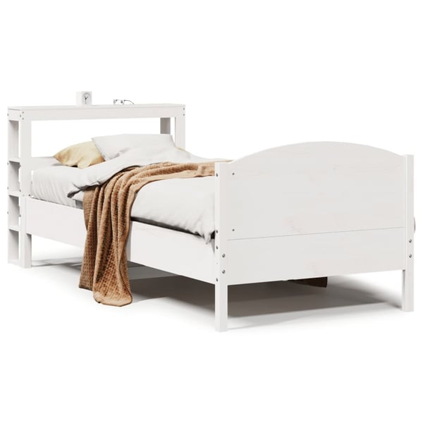 vidaXL sengeramme uden madras 90x200 cm massivt fyrretræ hvid