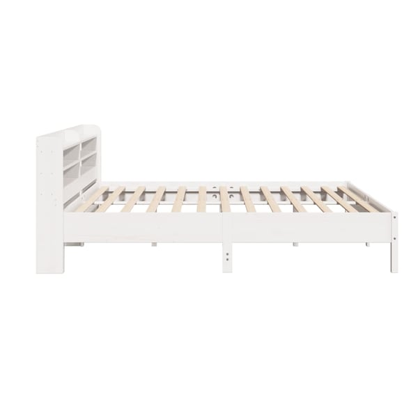 vidaXL Sängynrunko ilman patjaa valkoinen 200x200 cm täysi mänty