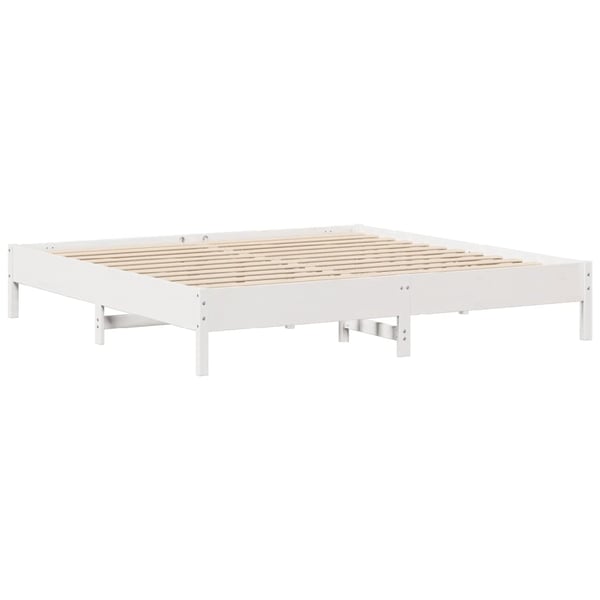 vidaXL Sängynrunko ilman patjaa valkoinen 200x200 cm täysi mänty