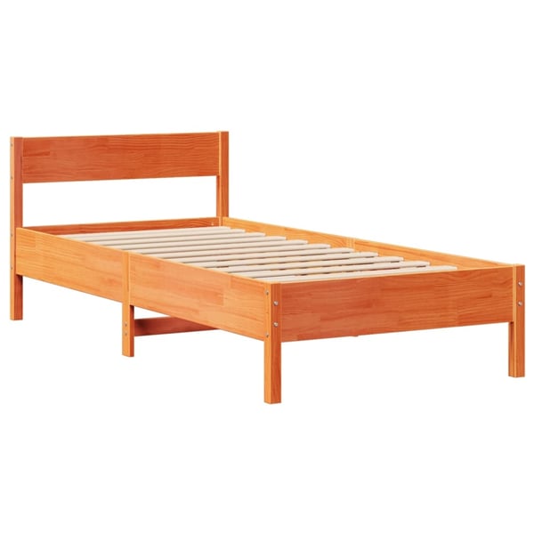 vidaXL Sängram utan madrass vaxbrun 100x200 cm massiv furu