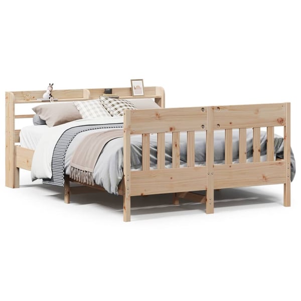 vidaXL sengeramme uden madras 135x190 cm massivt fyrretræ hvid