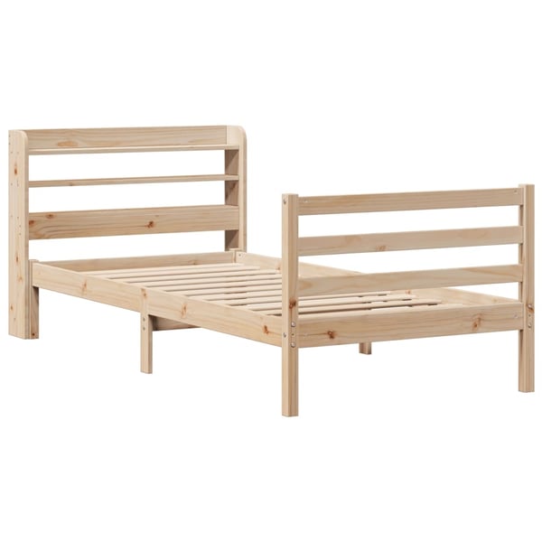 vidaXL sengeramme med sengegavl 100x200 cm massivt fyrretræ