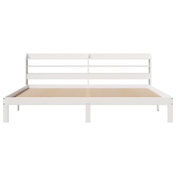 vidaXL Sengeramme med hodegavl hvit 200x200 cm heltre furu