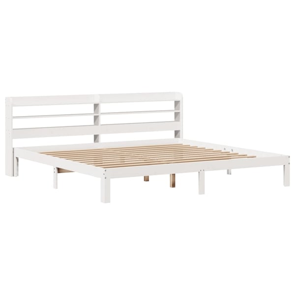 vidaXL Sengeramme med hodegavl hvit 200x200 cm heltre furu