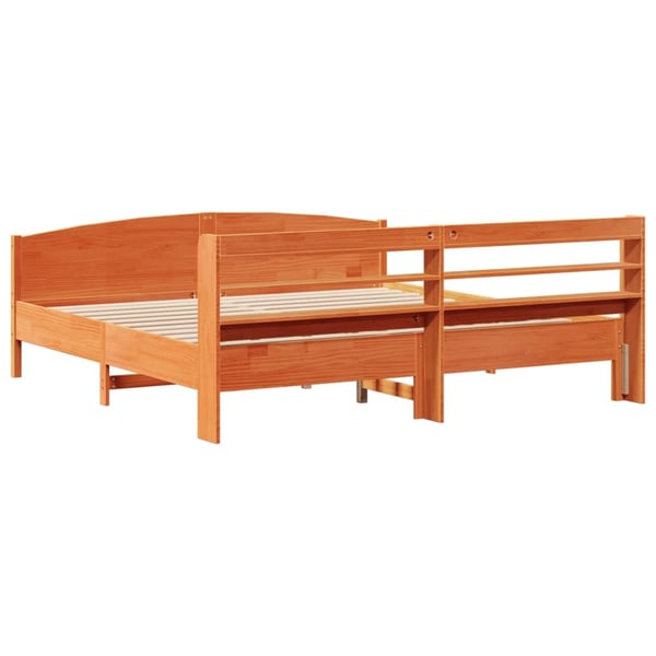 vidaXL Sengeramme uten madrass voksbrun 200x200 cm heltre furu