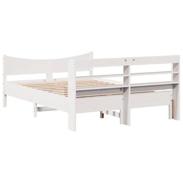 vidaXL Sengeramme med hodegavl hvit 135x190 cm heltre furu