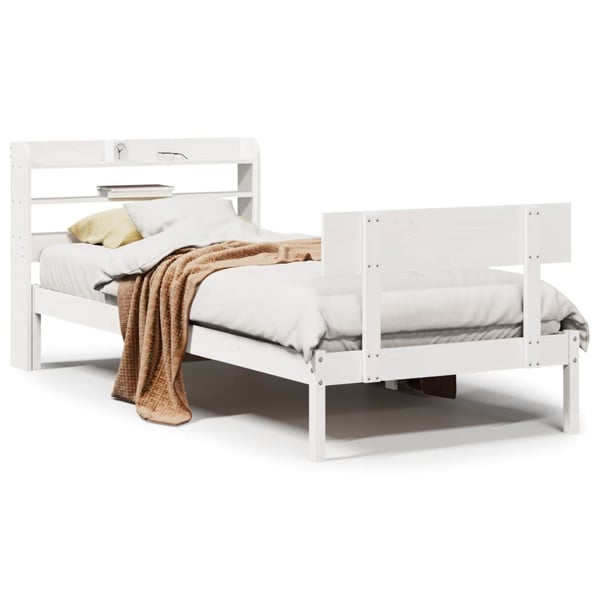 vidaXL sengeramme uden madras 90x190 cm massivt fyrretræ hvid