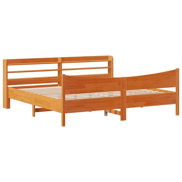 vidaXL Sengeramme med hodegavl voksbrun 200x200 cm heltre furu