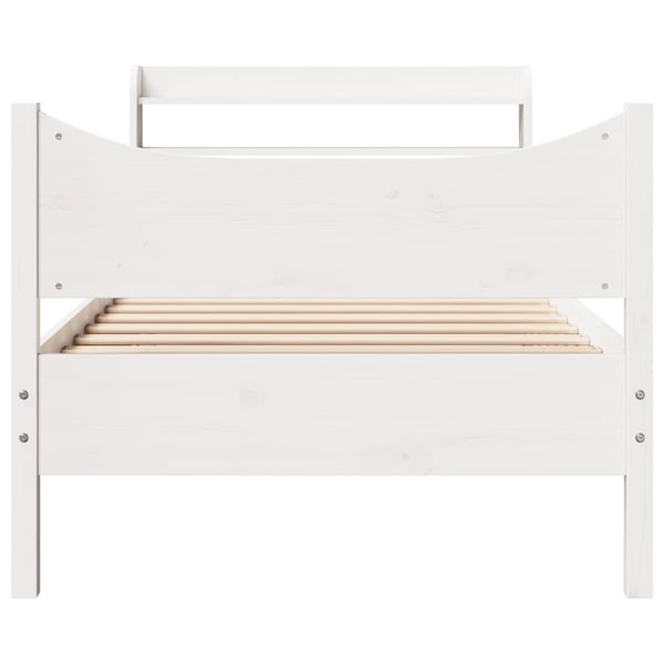 vidaXL sengeramme med sengegavl 75x190 cm massivt fyrretræ hvid