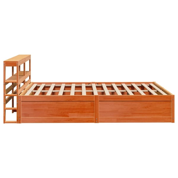 vidaXL Sengeramme med hodegavl voksbrun 135x190 cm heltre furu