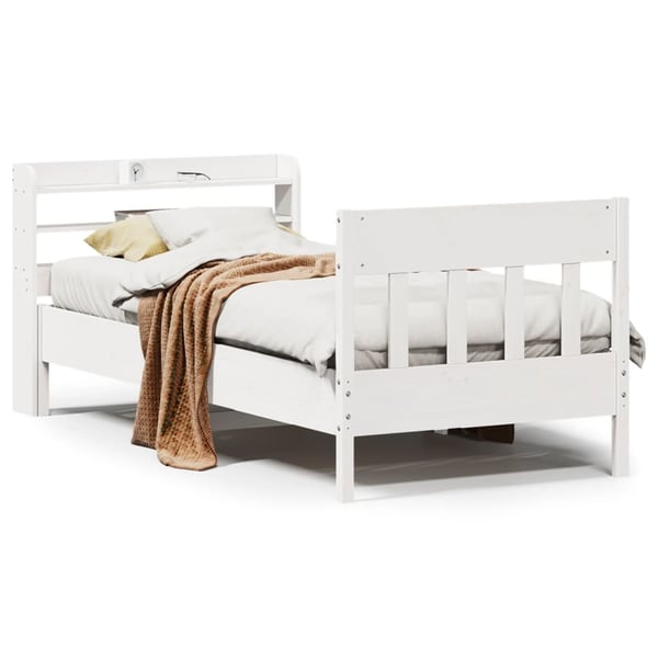 vidaXL sengeramme uden madras 100x200 cm massivt fyrretræ hvid