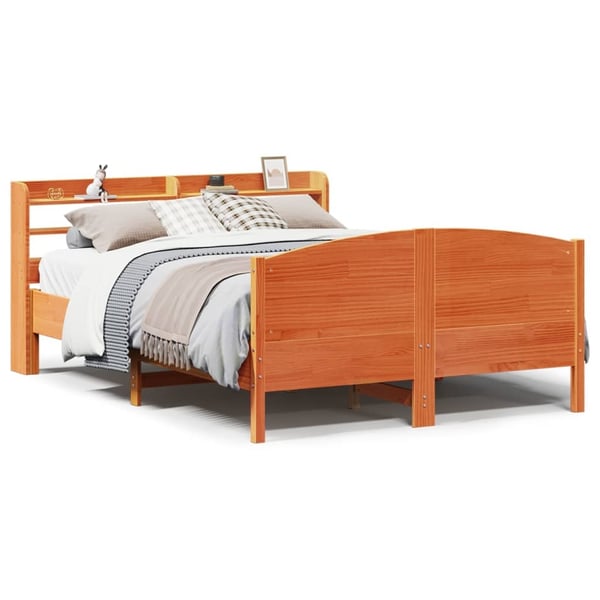 vidaXL Sengeramme uten madrass voksbrun 120x190 cm heltre furu