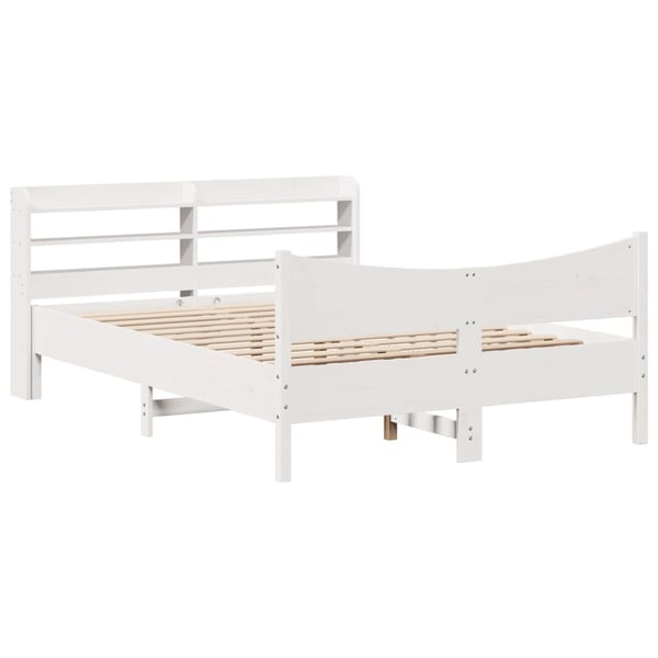 vidaXL sengeramme med sengegavl 120x200 cm massivt fyrretræ hvid