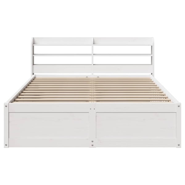 vidaXL Sengeramme med hodegavl hvit 135x190 cm heltre furu