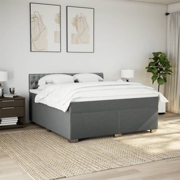 vidaXL Ramsäng med madrass mörkgrå 180x200 cm tyg