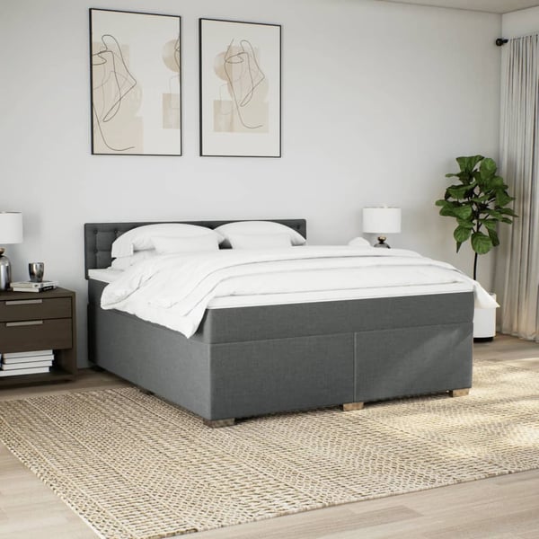 vidaXL kontinentalseng med madras 180x200 cm stof mørkegrå