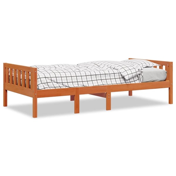 vidaXL juniorseng uden madras 90x190 cm massivt fyrretræ gyldenbrun